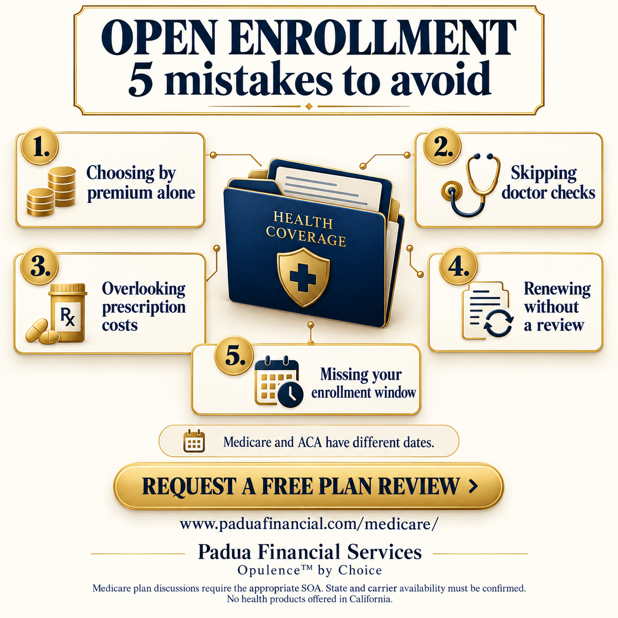 Five open-enrollment mistakes and a free plan review request.